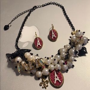 Betsey Johnson Paris necklace and earrings set